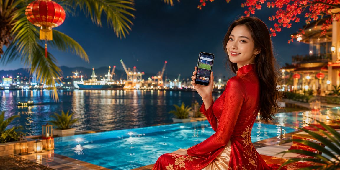 Người dùng Hải Phòng theo dõi kèo thể thao trực tuyến trong trang phục áo dài truyền thống